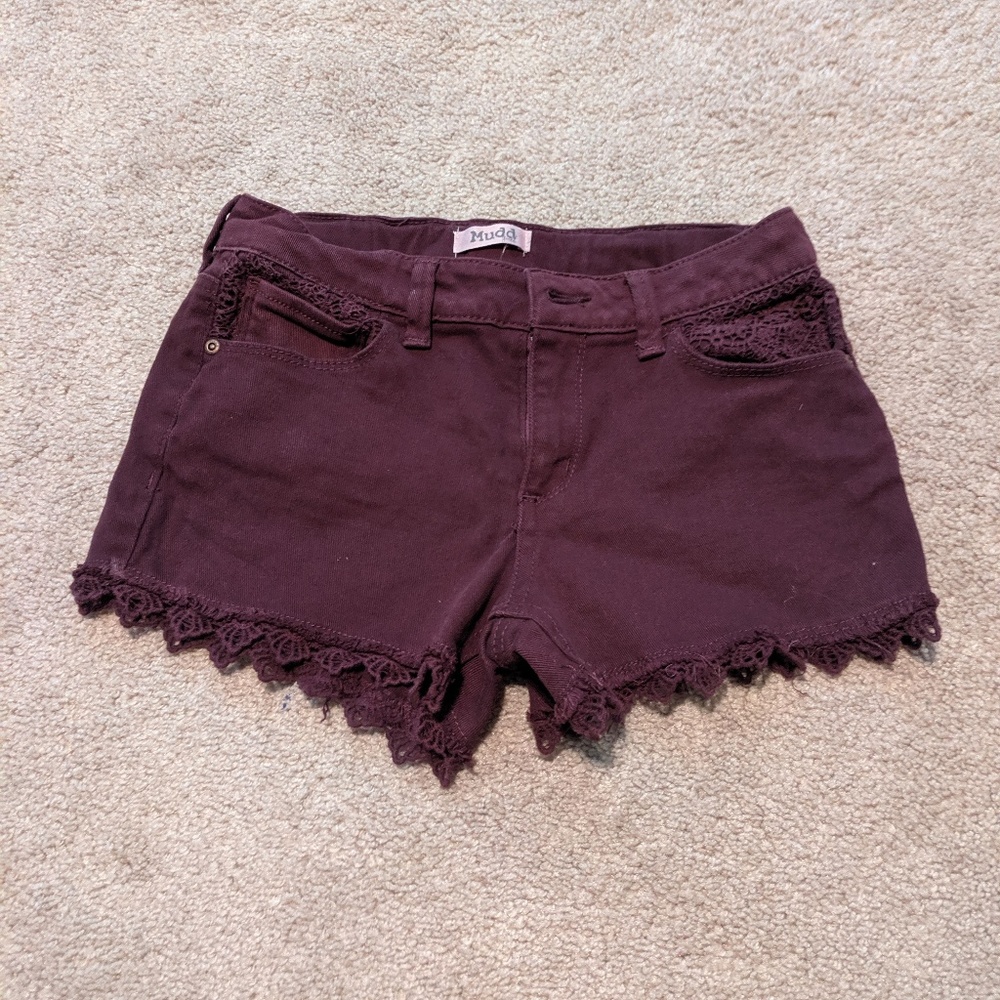 Girl's Mudd Jean Shorts with crochet detail